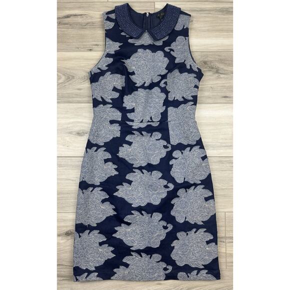 Anthropologie‎ Let Me Be Rain Garden Sheath Beaded Appliqué Dress Size 4 - Picture 4 of 7